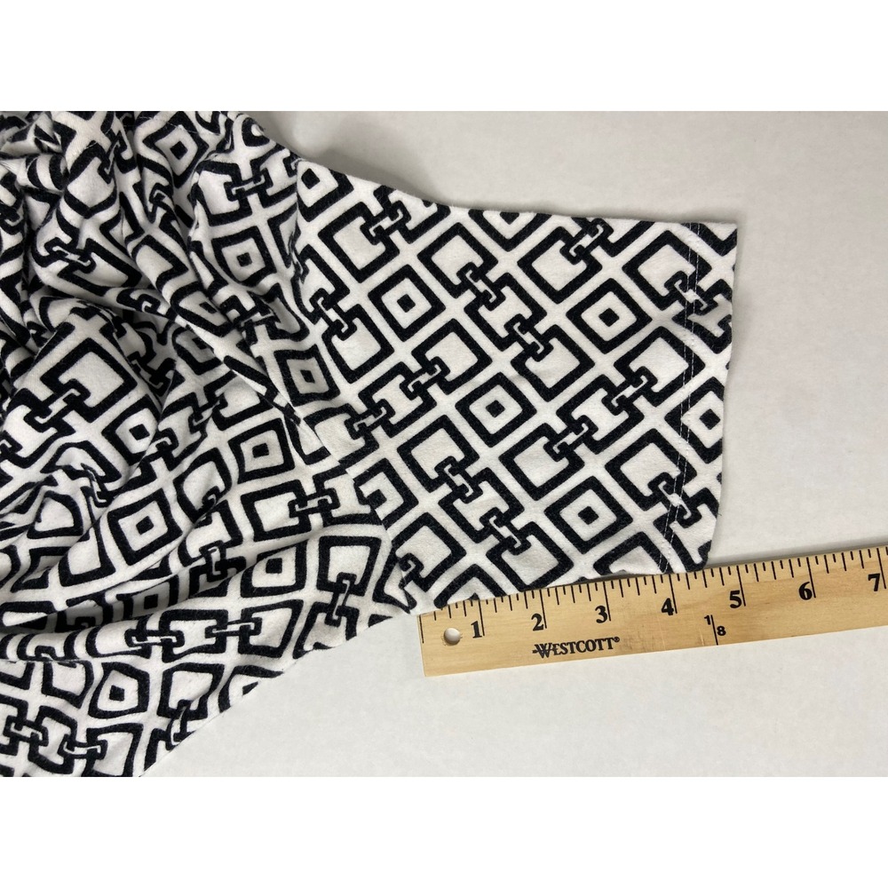 Charter Club Luxury Pima Cotton Top L Black White Geometric Chain Link Print - Picture 8 of 10